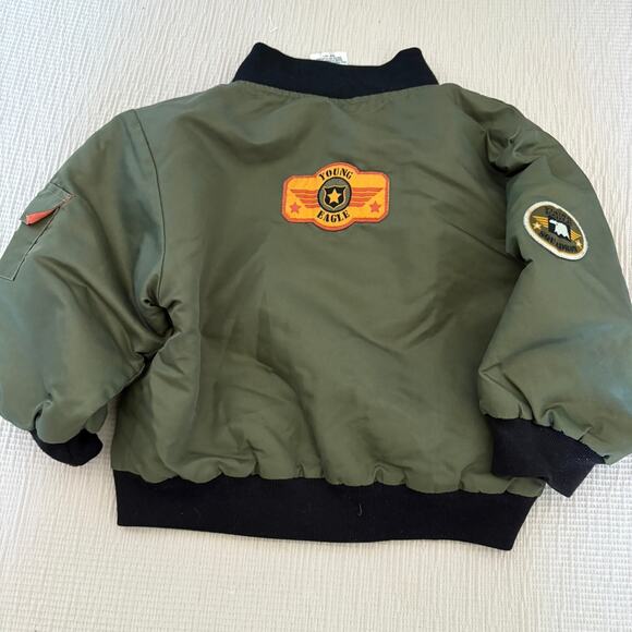 Bomber Jacket 3T BabyFair Toddler  Army Green Flight Pilot Patch MA-1 Style - Picture 3 of 4